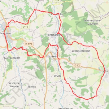Itinéraire Pays d'Auge Ornais - Plateau du Sap, distance, dénivelé, altitude, carte, profil, trace GPS