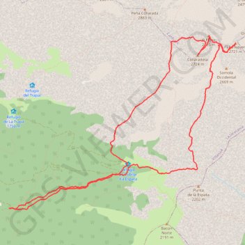 Itinéraire Collaradeta Fraile Nevera, distance, dénivelé, altitude, carte, profil, trace GPS