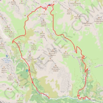 Itinéraire Acceglio-Rifugio Carmagnola-Monte Bellino, distance, dénivelé, altitude, carte, profil, trace GPS