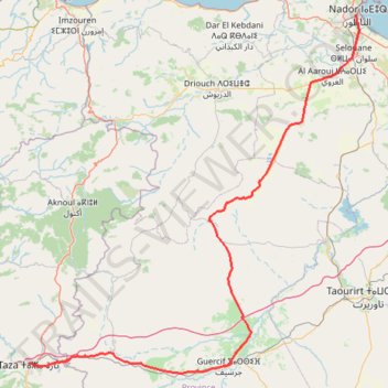 Itinéraire Nador, L'Oriental - Taza, Fès-Meknès, distance, dénivelé, altitude, carte, profil, trace GPS