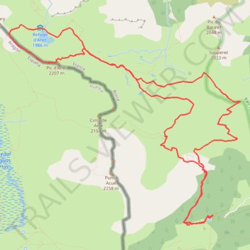 Itinéraire Pic-Arlet 2207m-Topopyrenees: 01 NOV 2016 08:35, distance, dénivelé, altitude, carte, profil, trace GPS