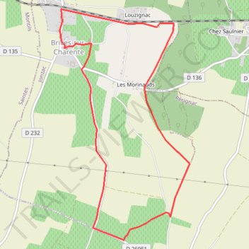 Itinéraire Circuit VTC N°4 - "Brives-sur-Charente", distance, dénivelé, altitude, carte, profil, trace GPS