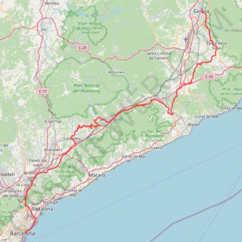 Itinéraire Gravel Cyclocat Barcelona-Girona, distance, dénivelé, altitude, carte, profil, trace GPS