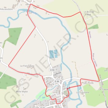 Itinéraire Circuit de l'Aval - Amanlis, distance, dénivelé, altitude, carte, profil, trace GPS