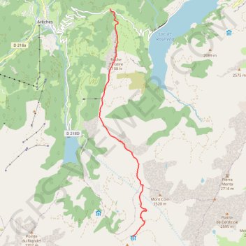 Itinéraire Col du Pré - Refuge de la Coire par les Crêtes, distance, dénivelé, altitude, carte, profil, trace GPS