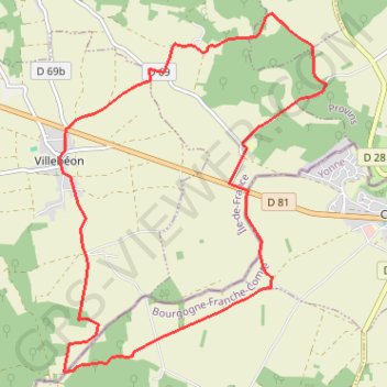 Itinéraire Villebéon, distance, dénivelé, altitude, carte, profil, trace GPS