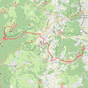 Itinéraire Puy de Dôme, distance, dénivelé, altitude, carte, profil, trace GPS