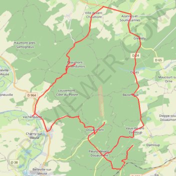 Itinéraire Verdun Champ de Bataille - Vacherauville, distance, dénivelé, altitude, carte, profil, trace GPS