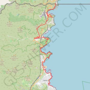 Itinéraire De Llança au pic Cerbère, distance, dénivelé, altitude, carte, profil, trace GPS