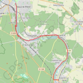 Itinéraire Melun - Samoreau, distance, dénivelé, altitude, carte, profil, trace GPS