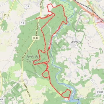 Itinéraire Forêt de Toulfoën, distance, dénivelé, altitude, carte, profil, trace GPS