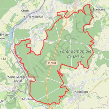 Itinéraire Tour de la Forêt domaniale de Dreux, distance, dénivelé, altitude, carte, profil, trace GPS