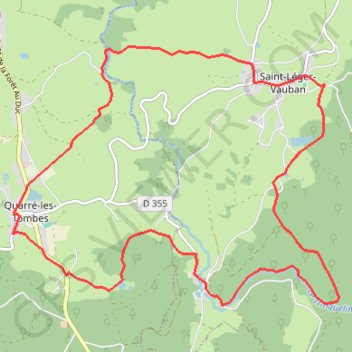Itinéraire Vauban et l'Abbaye Sainte-Marie de la Pierre-qui-Vire - Quarré-les-Tombes, distance, dénivelé, altitude, carte, profil, trace GPS