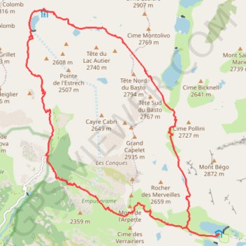 Itinéraire Tour du Grand Capelet, distance, dénivelé, altitude, carte, profil, trace GPS