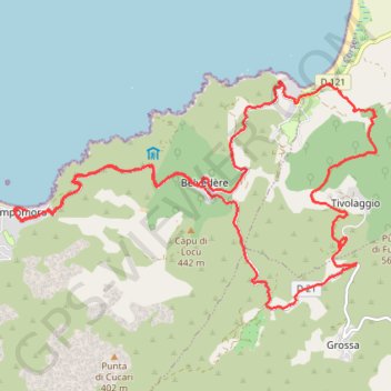 Itinéraire Tivilagio-Razzi, distance, dénivelé, altitude, carte, profil, trace GPS