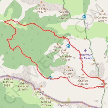 Itinéraire Tuc de Bouc depuis Labach-de-Melles, distance, dénivelé, altitude, carte, profil, trace GPS