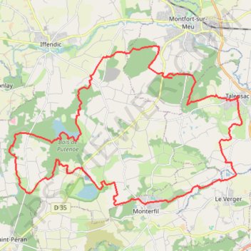 Itinéraire Lac de trémelin boutavent monterfil talensac, distance, dénivelé, altitude, carte, profil, trace GPS
