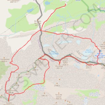 Itinéraire Taillon - Gabietous - Escuzana, distance, dénivelé, altitude, carte, profil, trace GPS