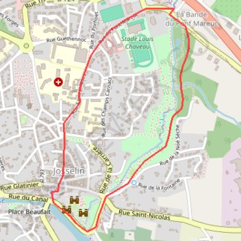 Itinéraire Circuit au fil de l'eau - Josselin, distance, dénivelé, altitude, carte, profil, trace GPS