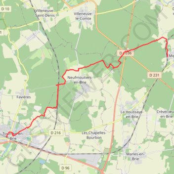 Itinéraire Tournan en Brie - Mortcerf, distance, dénivelé, altitude, carte, profil, trace GPS