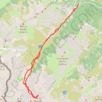 Itinéraire Becco alto del Piz, distance, dénivelé, altitude, carte, profil, trace GPS