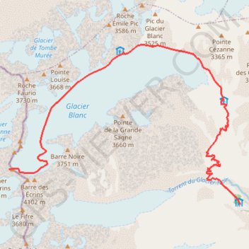 Itinéraire Dôme de Neige des Écrins, distance, dénivelé, altitude, carte, profil, trace GPS