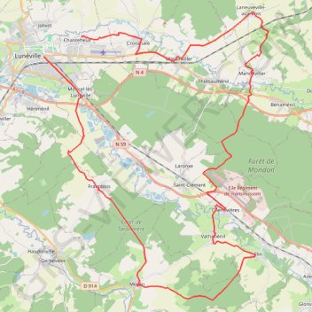 Itinéraire Rando dans le lunévillois (Lunéville), distance, dénivelé, altitude, carte, profil, trace GPS