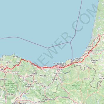 Itinéraire Tosse - Bilbao, distance, dénivelé, altitude, carte, profil, trace GPS