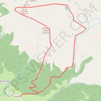 Itinéraire Tuc de Guilhèm depuis Mont, distance, dénivelé, altitude, carte, profil, trace GPS