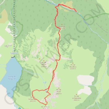 Itinéraire Pic d'Ouxis, distance, dénivelé, altitude, carte, profil, trace GPS