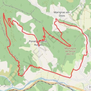 Itinéraire Ponet et Saint Auban (Drôme), distance, dénivelé, altitude, carte, profil, trace GPS