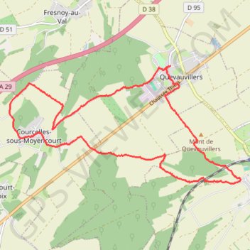 Itinéraire Quevauvillers (80), distance, dénivelé, altitude, carte, profil, trace GPS