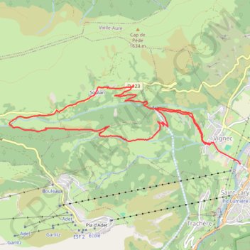 Itinéraire Grande boucle de Vignec (Saint Lary) à Soulan, distance, dénivelé, altitude, carte, profil, trace GPS