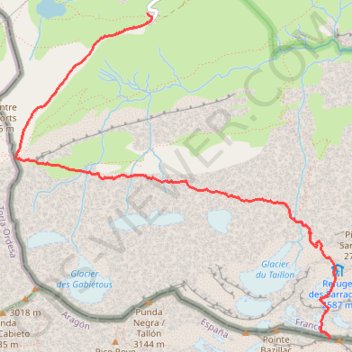 Itinéraire Brèche de Roland - Refuge des Sarradets, distance, dénivelé, altitude, carte, profil, trace GPS