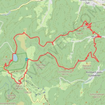 Itinéraire Murbach - Grand balon, distance, dénivelé, altitude, carte, profil, trace GPS