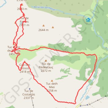 Itinéraire Tuc de Parros, Cap des Closos en circuit depuis Pla de Beret, distance, dénivelé, altitude, carte, profil, trace GPS