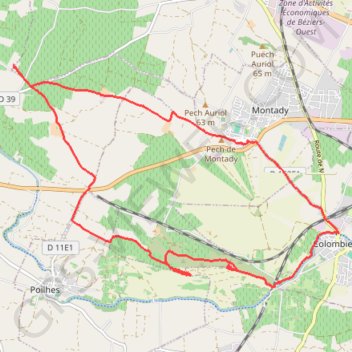 Itinéraire L'étang de Montady, distance, dénivelé, altitude, carte, profil, trace GPS