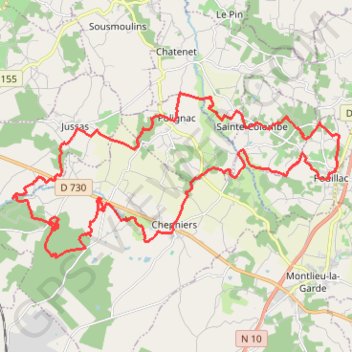 Itinéraire Entre Montendre et Pouillac - 5309 - UtagawaVTT.com, distance, dénivelé, altitude, carte, profil, trace GPS