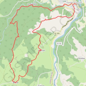Itinéraire Vieille brioude, distance, dénivelé, altitude, carte, profil, trace GPS