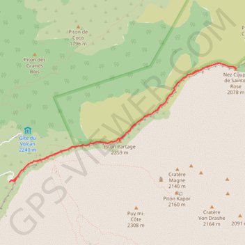 Itinéraire Randonnée du Nez Coupé de Sainte-Rose à la Réunion, distance, dénivelé, altitude, carte, profil, trace GPS