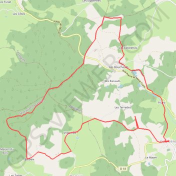 Itinéraire Gouttieres 14.3 Km, distance, dénivelé, altitude, carte, profil, trace GPS