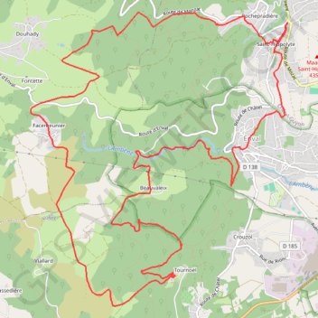 Itinéraire Les Gorges d'Enval depuis Saint-Hippolyte, distance, dénivelé, altitude, carte, profil, trace GPS
