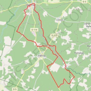 Itinéraire Vallée du Ciron, distance, dénivelé, altitude, carte, profil, trace GPS