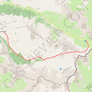 Itinéraire Saint-Véran - Refuge Agnel (Tour du Queyras), distance, dénivelé, altitude, carte, profil, trace GPS