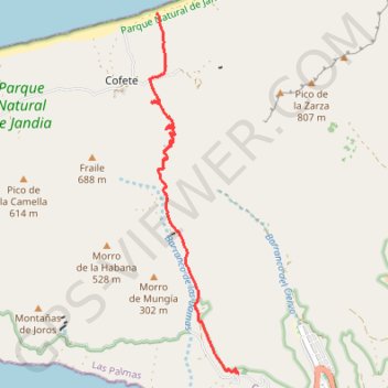 Itinéraire Moro jable - cofete, distance, dénivelé, altitude, carte, profil, trace GPS