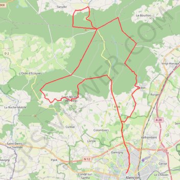 Itinéraire Tournée des carrefours de la forêt d'Écouves, distance, dénivelé, altitude, carte, profil, trace GPS