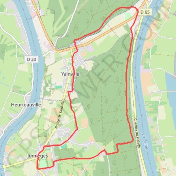 Itinéraire Jumièges, distance, dénivelé, altitude, carte, profil, trace GPS