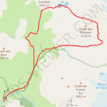 Itinéraire Le col des Pariotes, distance, dénivelé, altitude, carte, profil, trace GPS