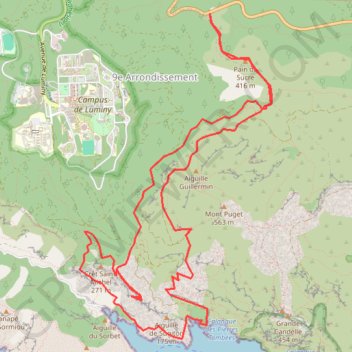 Itinéraire Morgiou Sugiton, distance, dénivelé, altitude, carte, profil, trace GPS