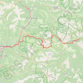 Itinéraire Cortina-Bolzano-14230846, distance, dénivelé, altitude, carte, profil, trace GPS